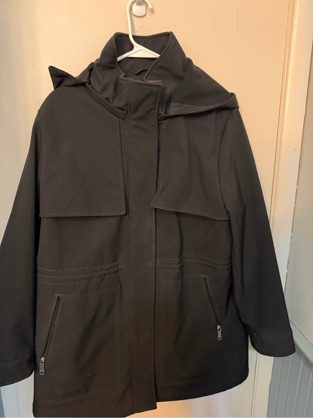 Nine West Black Military-Style Field Jacket with Hood